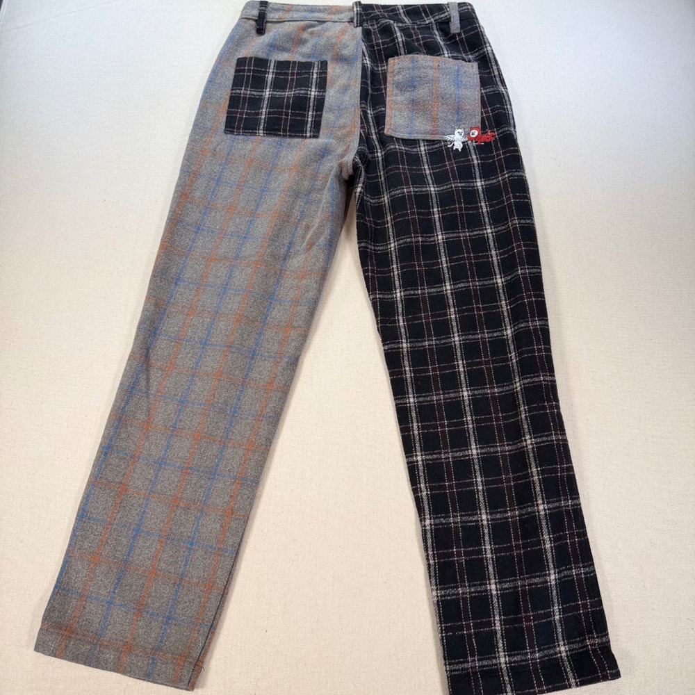 RipNDip Split Plaid Pants Mens/Uni 30" Wool Blend Two Tone Black Grey Streetwear - Picture 2 of 13